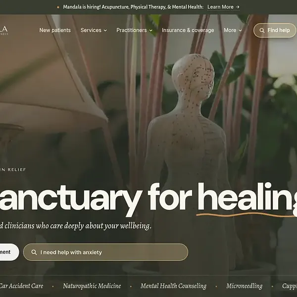 Mandala Medicine homepage, cropped square